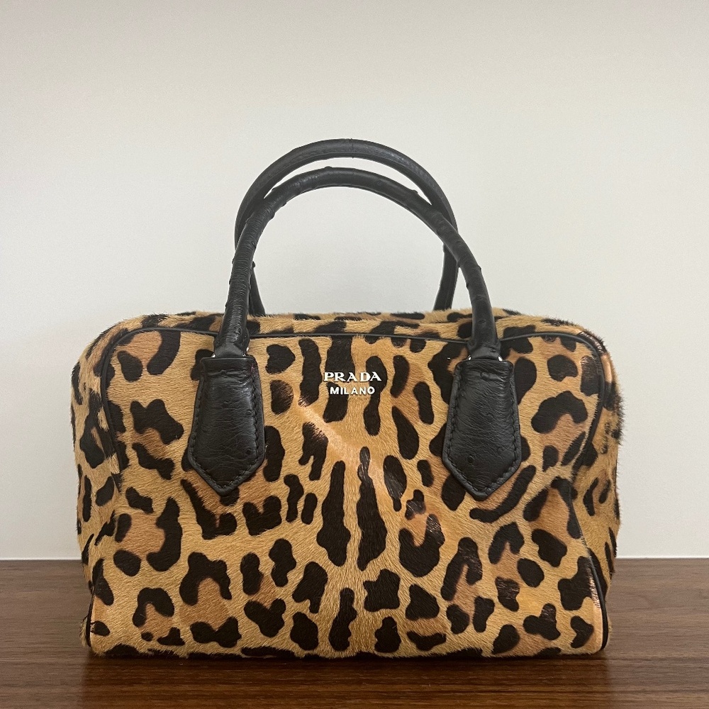Prada 2015 Runway Bauletto Bag Pony Hair Ostrich